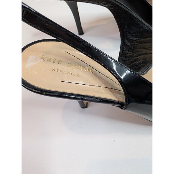 KATE SPADE Black Patent Leather Slingback Heel pump work coctail women SIZE 8.5 - Picture 4 of 8